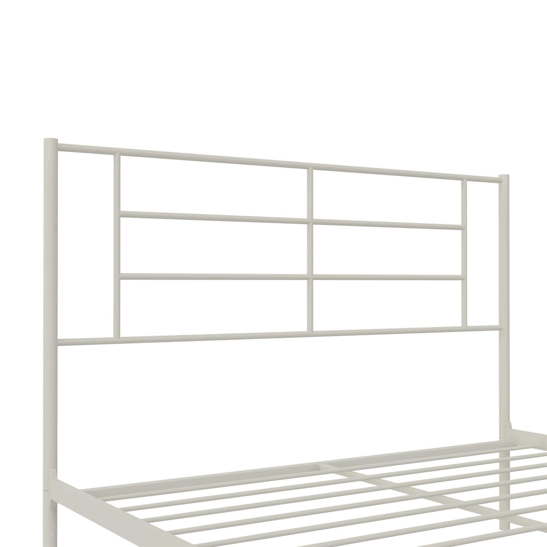 Praxis Metal Bed with a Geometric Headboard - White - Full