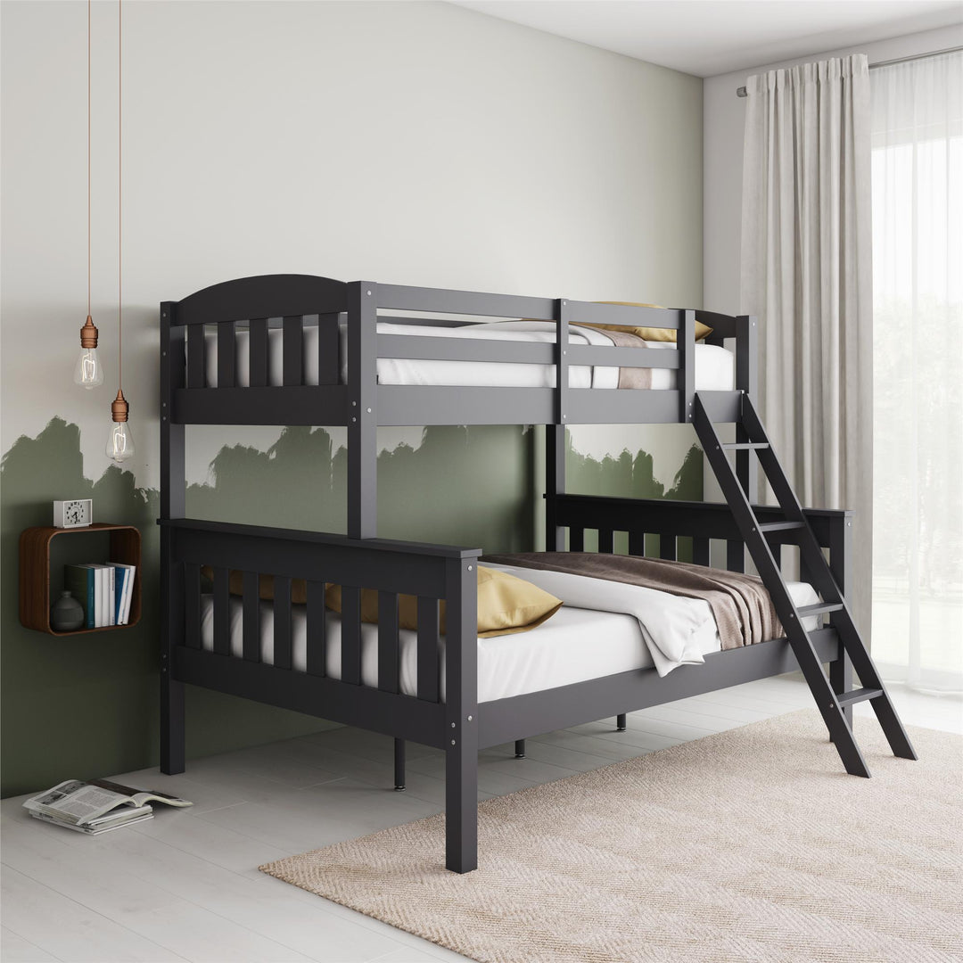 Airlie Twin-Over-Full  Wooden Bunk Bed with Ladder - Slate Gray - Twin-Over-Full