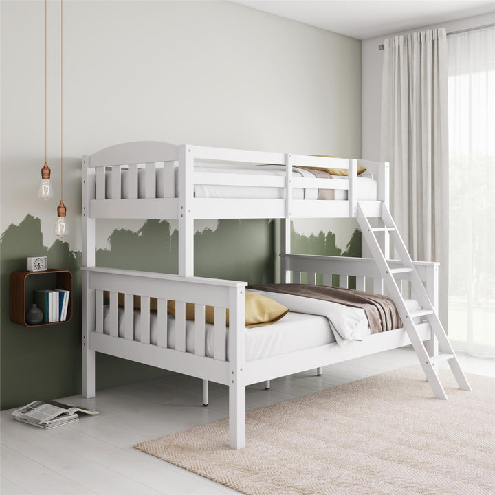 Airlie Twin-Over-Full  Wooden Bunk Bed with Ladder - White - Twin-Over-Full