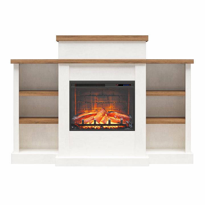 Gateswood Electric Fireplace with Mantel and Bookcase - Plaster