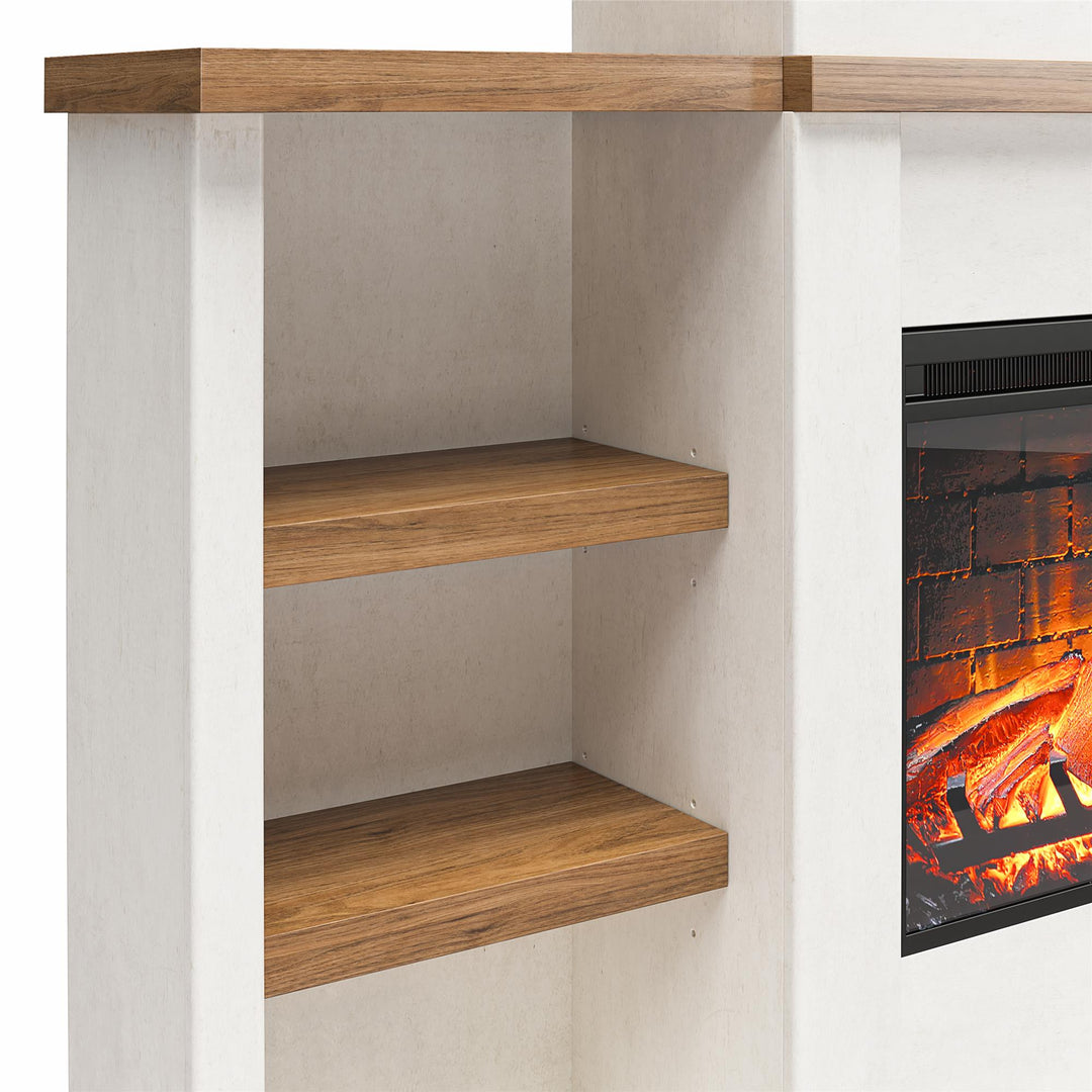 Gateswood Electric Fireplace with Mantel and Bookcase - Plaster