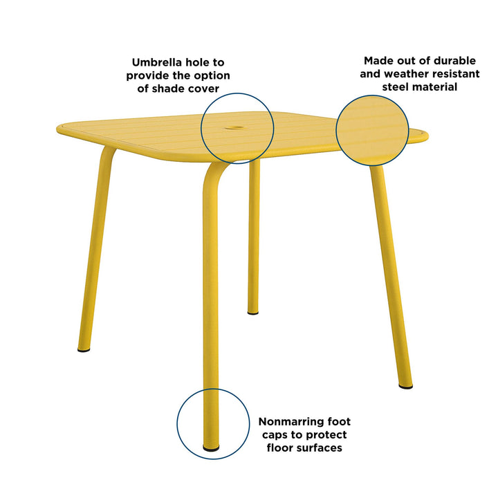 June Outdoor/Indoor Square Dining Table - Yellow