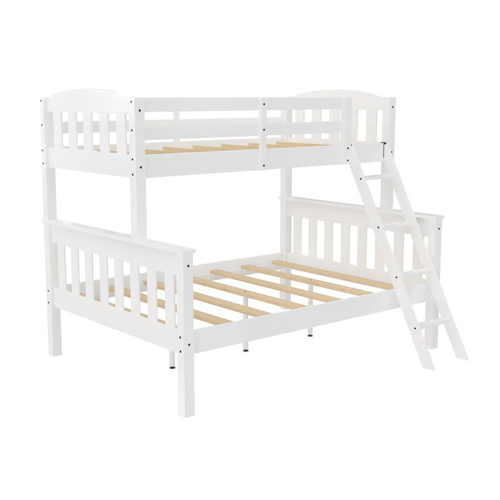 Airlie Twin-Over-Full  Wooden Bunk Bed with Ladder - White - Twin-Over-Full