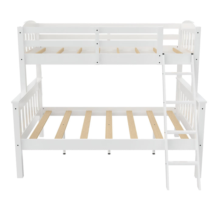 Airlie Twin-Over-Full  Wooden Bunk Bed with Ladder - White - Twin-Over-Full