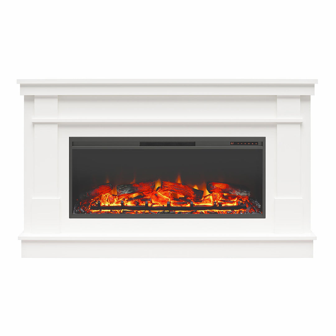 Elmcroft Wide Painted Mantel with 43" Linear Electric Fireplace Insert - White