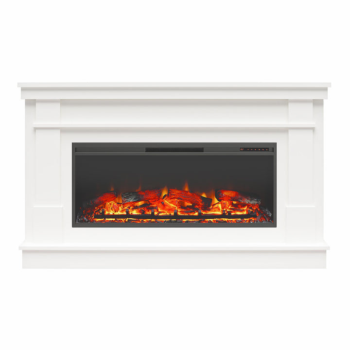 Elmcroft Wide Painted Mantel with 43" Linear Electric Fireplace Insert - White