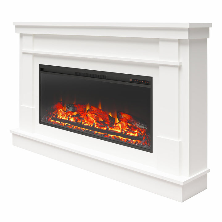 Elmcroft Wide Painted Mantel with 43" Linear Electric Fireplace Insert - White