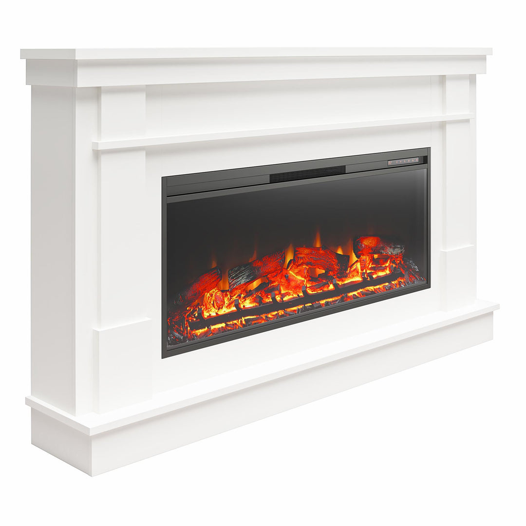 Elmcroft Wide Painted Mantel with 43" Linear Electric Fireplace Insert - White