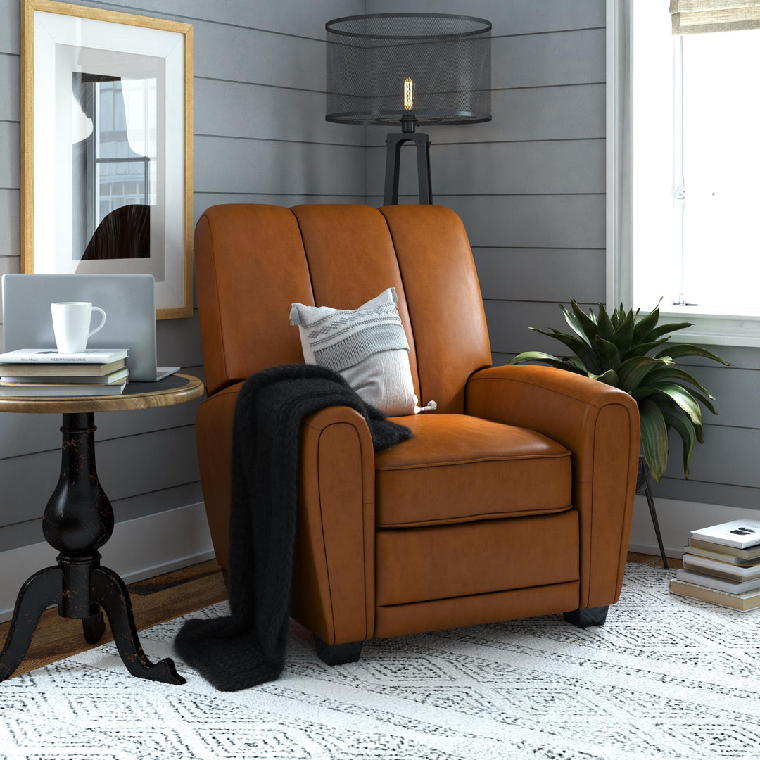 Vertical Channel Pushback Recliner Chair - Camel