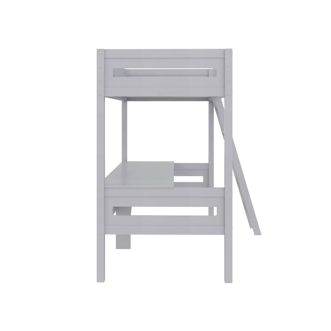 Harlan Twin Size Loft Bed with Desk and Ladder - Gray