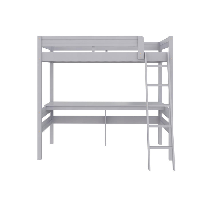 Harlan Twin Size Loft Bed with Desk and Ladder - Gray