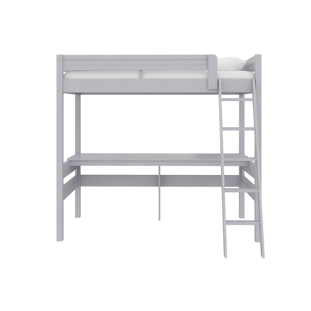 Harlan Twin Size Loft Bed with Desk and Ladder - Gray