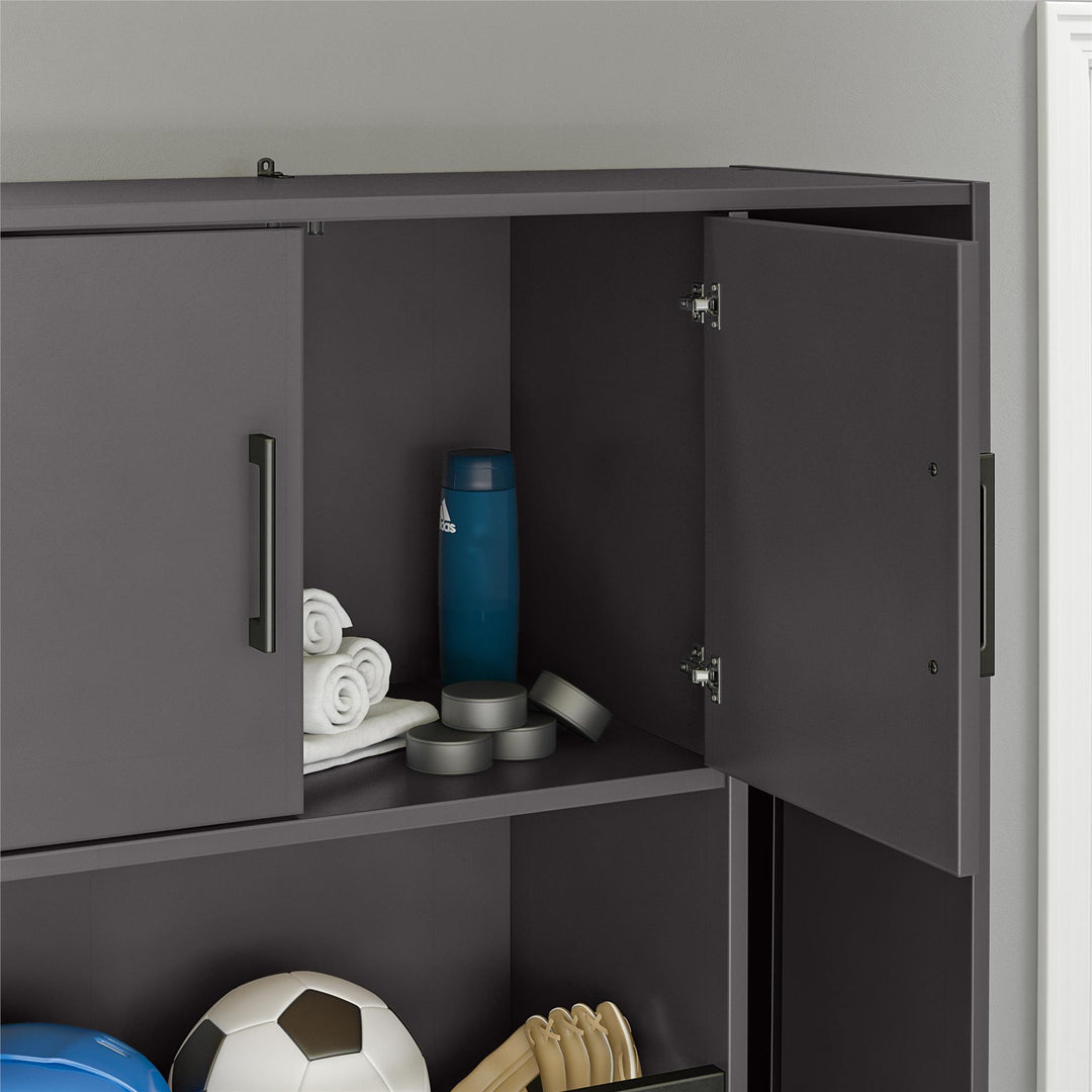Flex Sports Storage Cabinet with Ball Basket and Tall Equipment Storage - Graphite