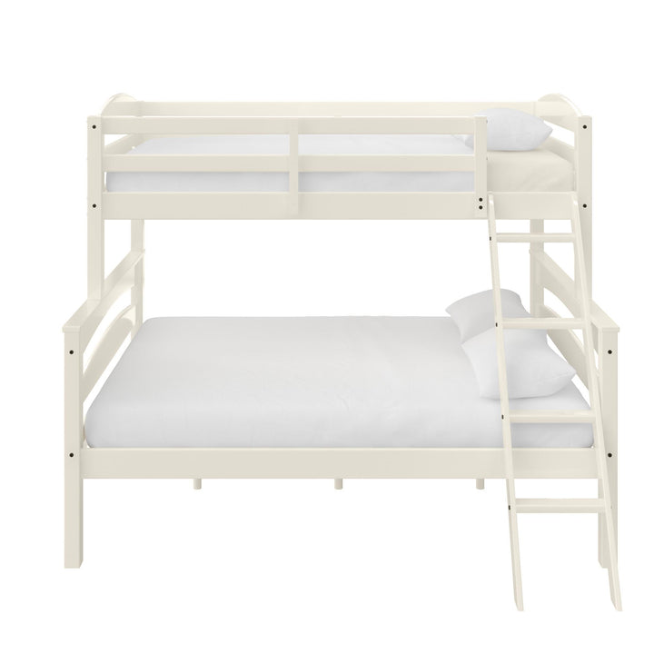 Brady Twin over Full Wooden Bunk Bed Frame with Ladder - White