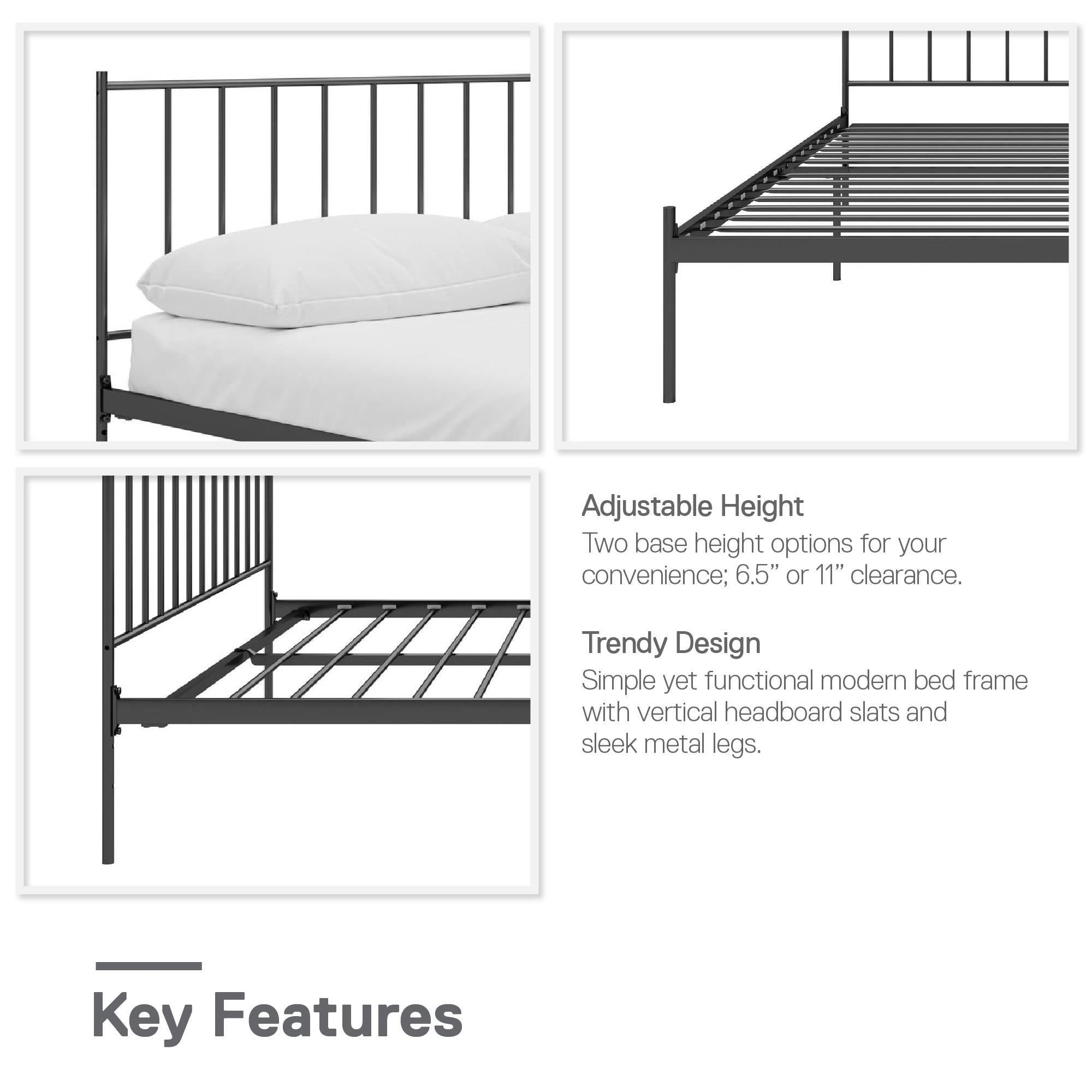 Metal bed frame with store adjustable legs