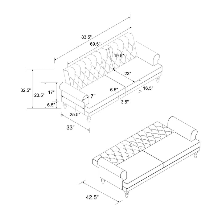 Cassidy Upholstered Futon - Black