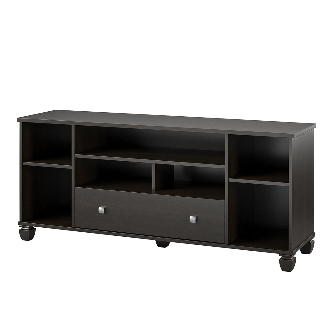 Brett TV Stand for TVs up to 64" with 7 Open Shelves and 1 Drawer - Espresso