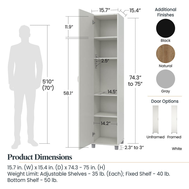 Basin 16 Inch Closed Door Utility Storage Cabinet - Natural