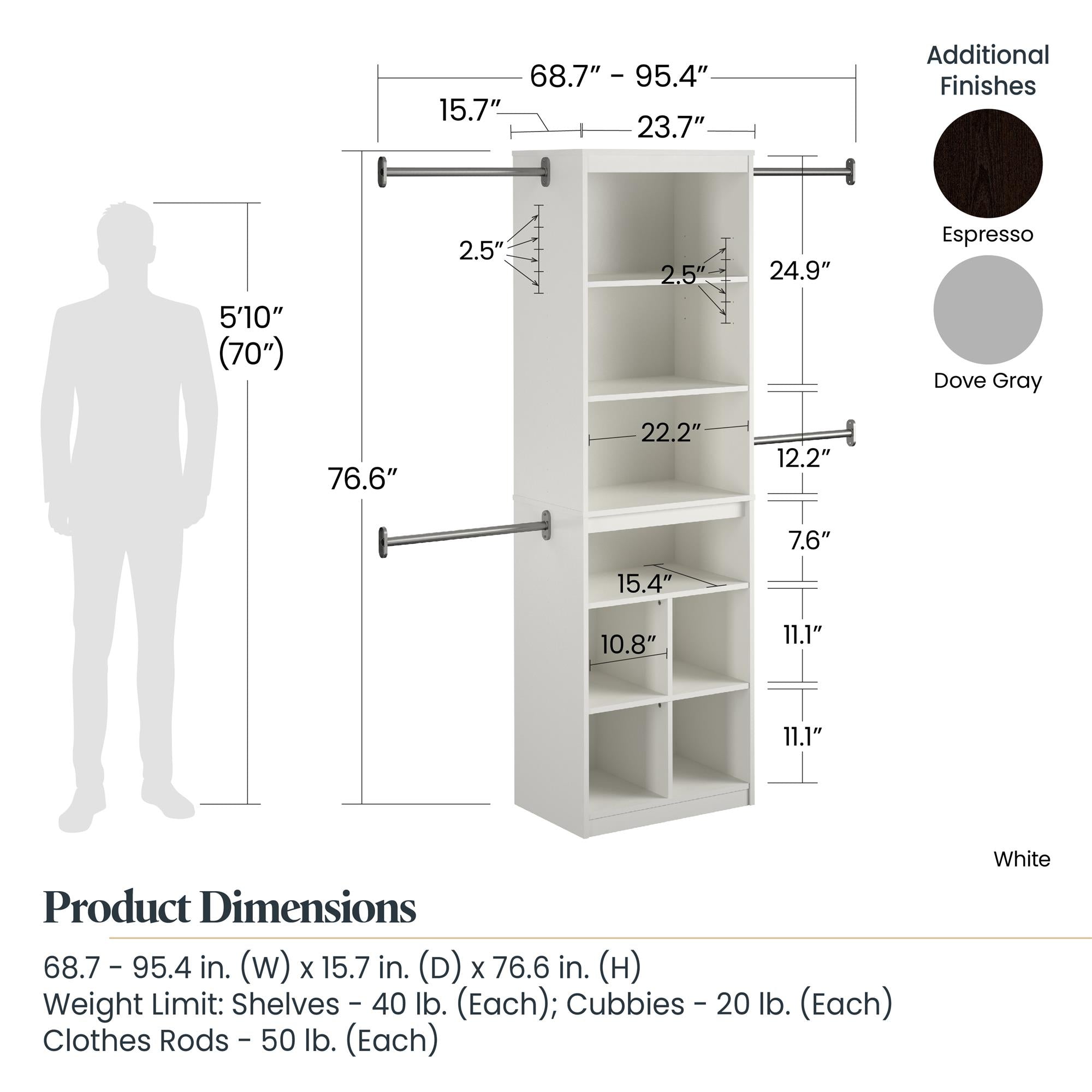 Closet Organizers with Clothing Rods Cubbies RealRooms