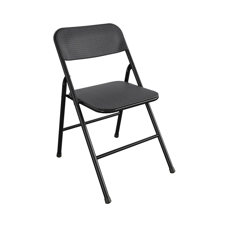 Premium 5-Piece Fabric Folding Chair & Classic 34"Vinyl Card Table Set - Black - 5 Piece