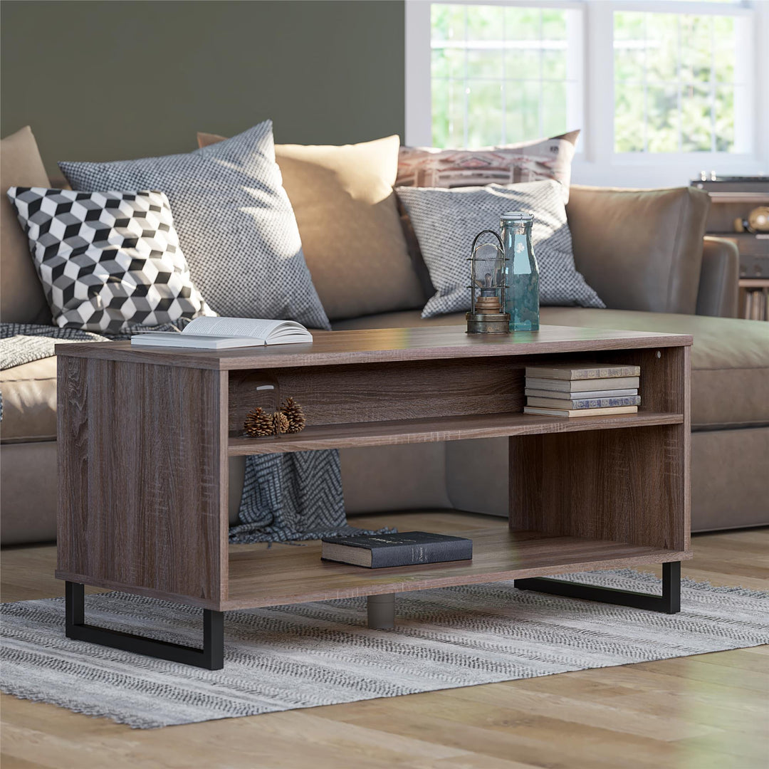 Coffee Table with 2 Shelves - Distressed Gray Oak