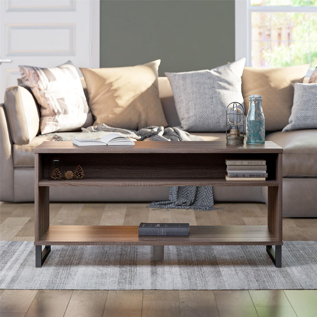 Coffee Table with 2 Shelves - Distressed Gray Oak