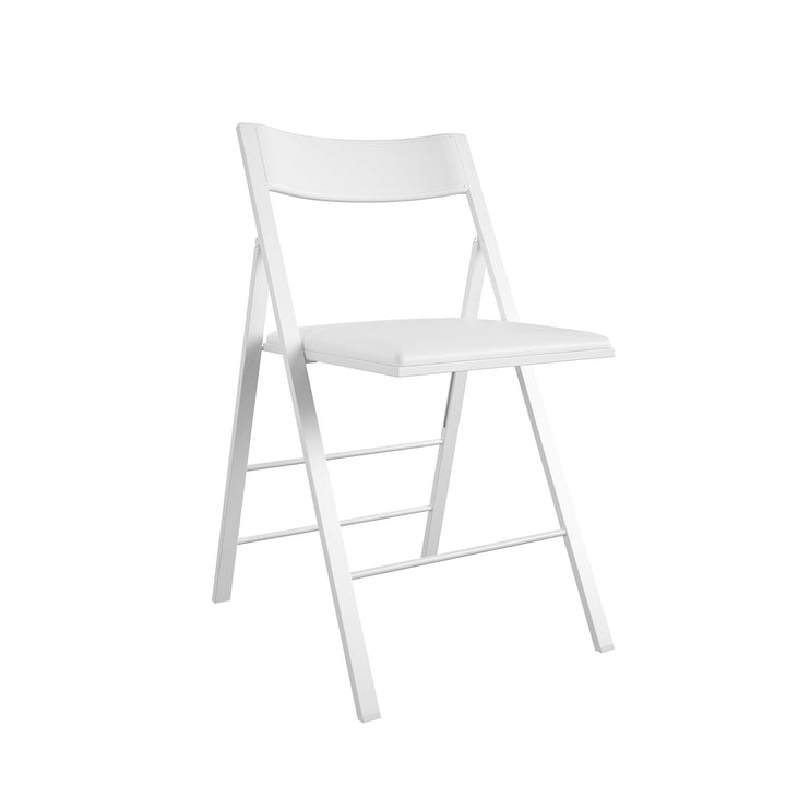 Modern Slim Line Vinyl Padded Folding Chairs, Set of 2 - White - 2-Pack