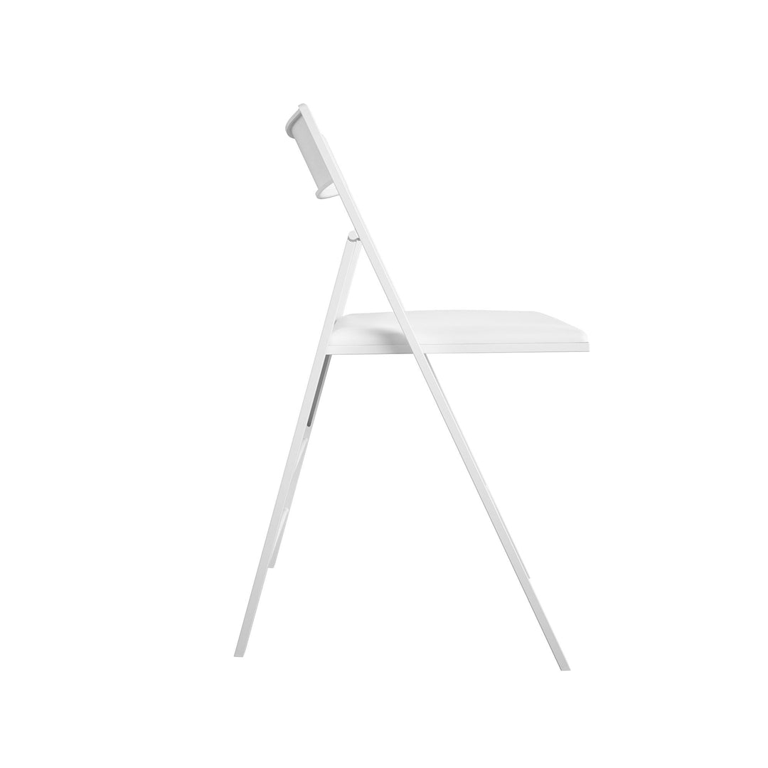 Modern Slim Line Vinyl Padded Folding Chairs, Set of 2 - White - 2-Pack