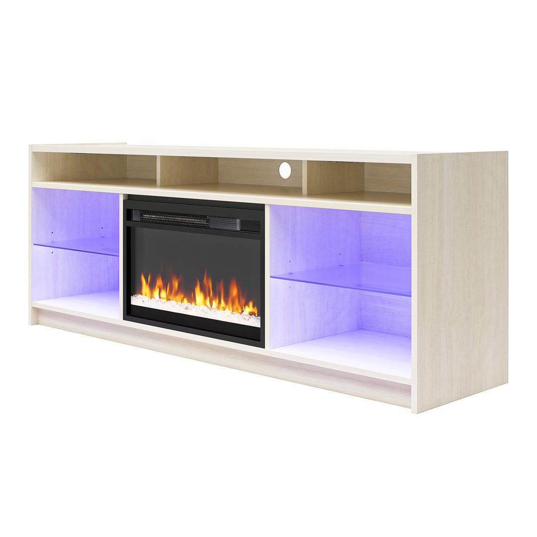 Luna Fireplace TV Stand for TVs up to 65 Inches - Ivory Oak