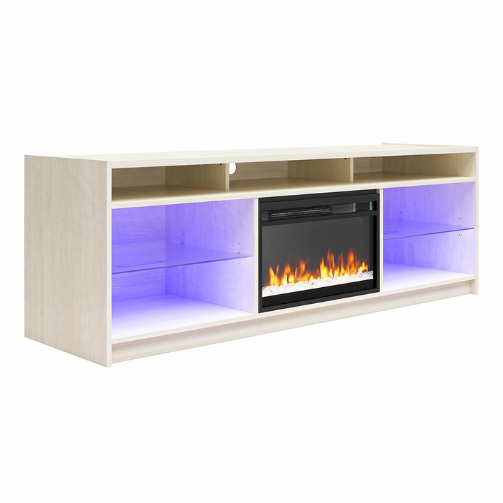 Luna Fireplace TV Stand for TVs up to 75 Inches - Ivory Oak