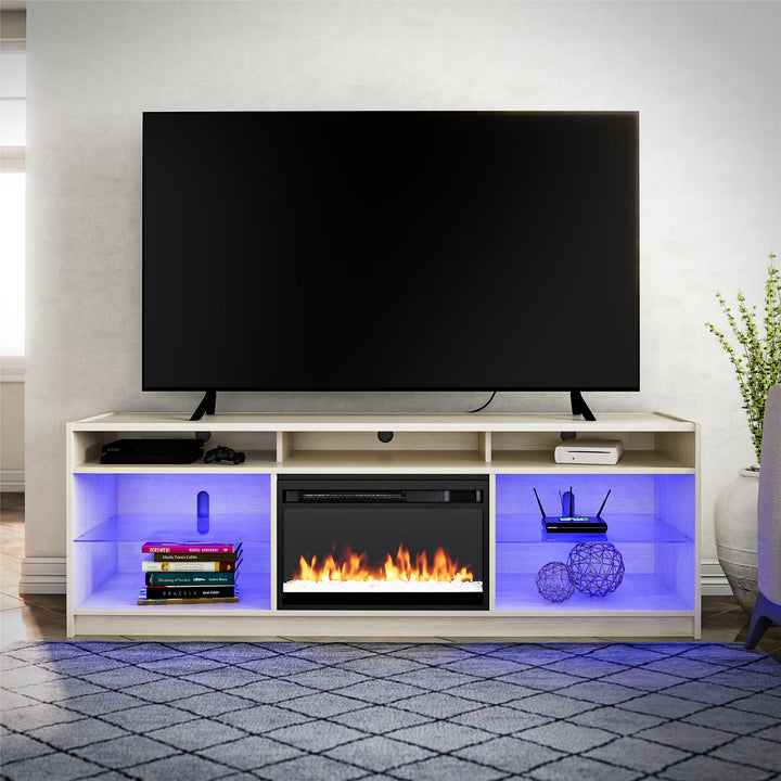 Luna Fireplace TV Stand for TVs up to 75 Inches - Ivory Oak