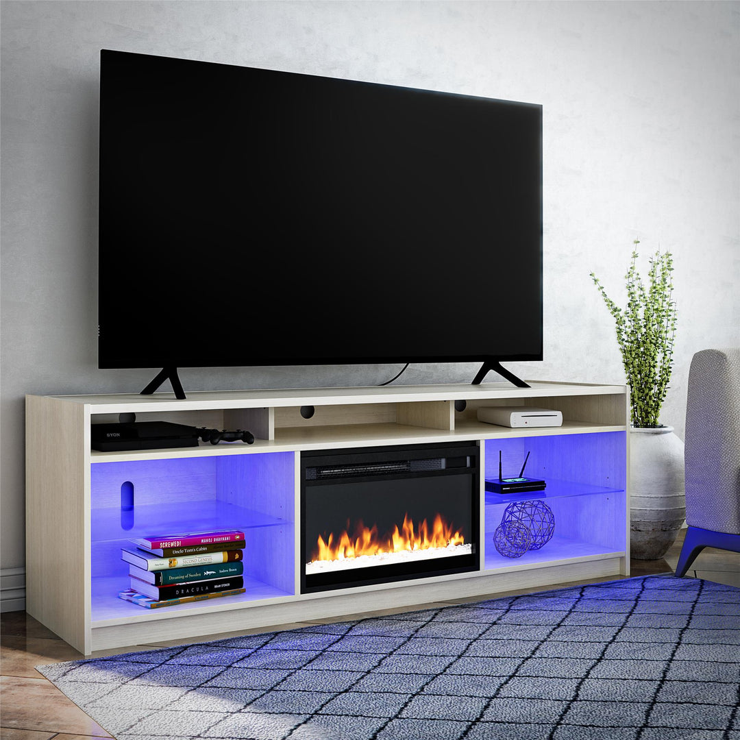 Luna Fireplace TV Stand for TVs up to 75 Inches - Ivory Oak