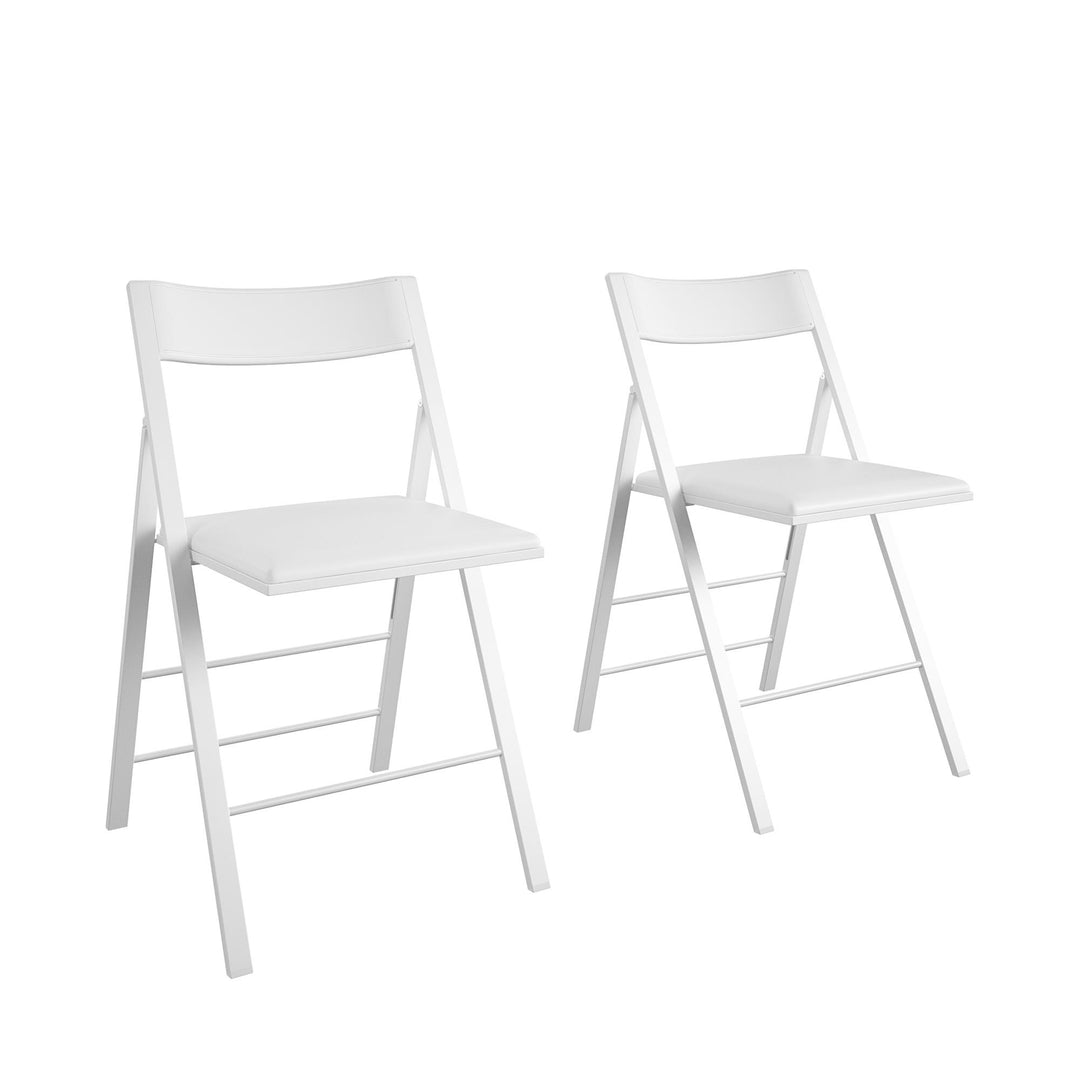 Modern Slim Line Vinyl Padded Folding Chairs, Set of 2 - White - 2-Pack