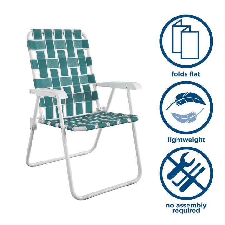 Folding Weather-Resistant Lawn Chairs, Set of 2 - Teal - 2-Pack