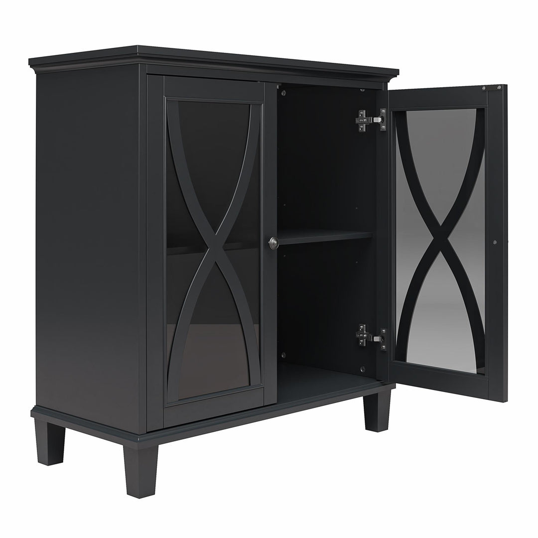 Celeste Accent Cabinet with Glass Doors - Black