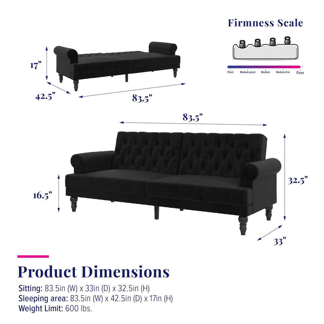 Cassidy Upholstered Futon - Black