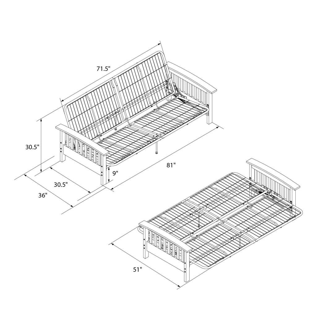 Elbi Full Size Wood Arm Futon Frame - Natural - Full