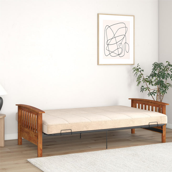 Elbi Full Size Wood Arm Futon Frame - Natural - Full