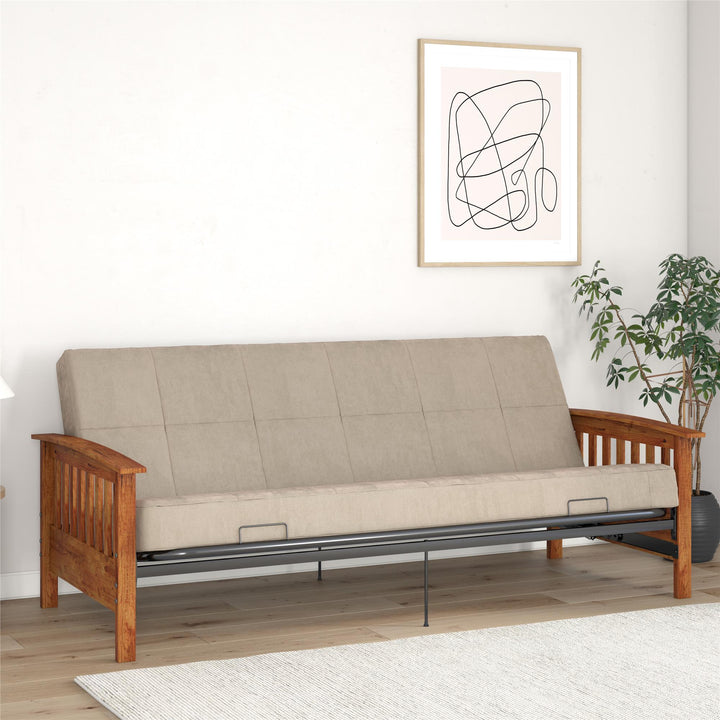 Elbi Full Size Wood Arm Futon Frame - Natural - Full