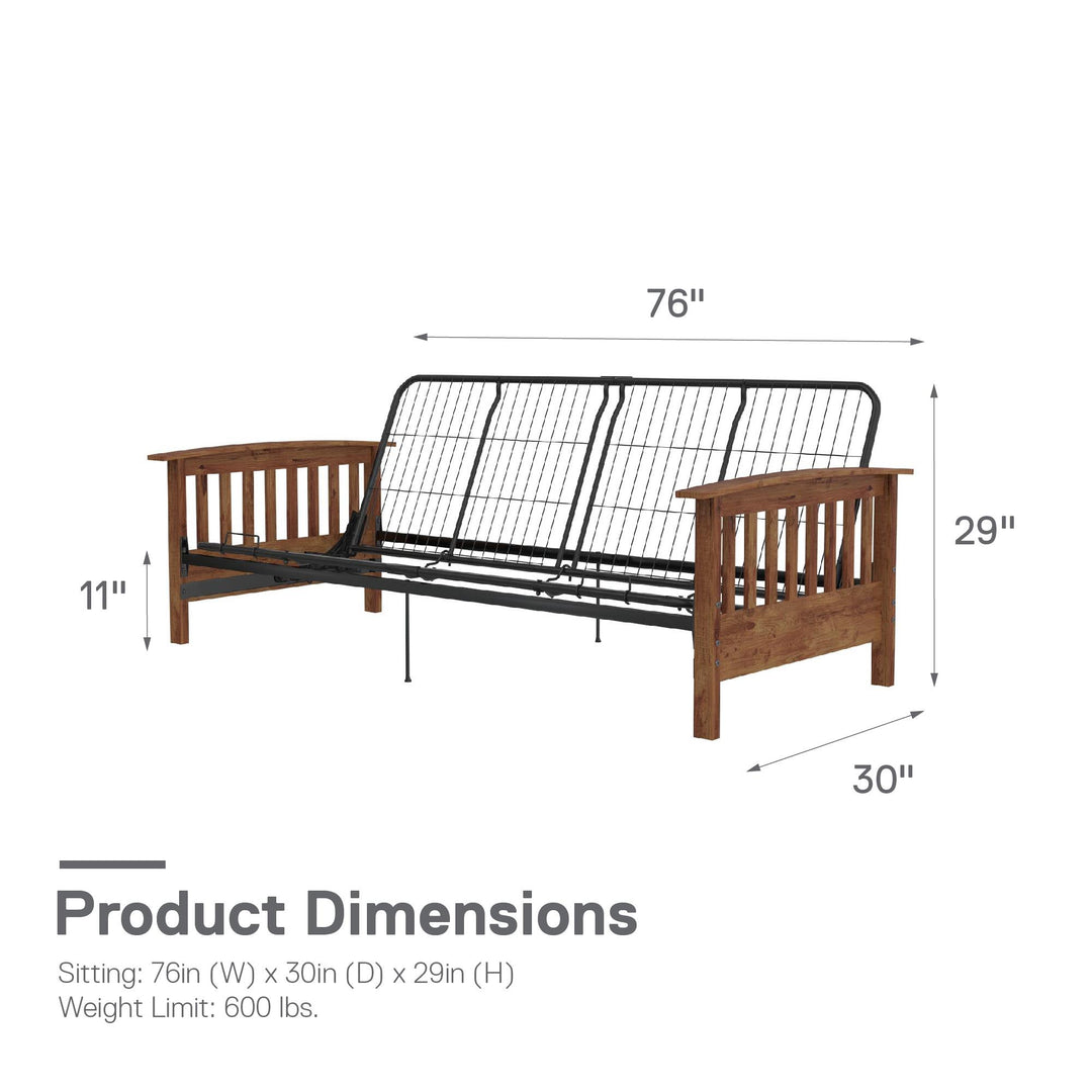 Elbi Full Size Wood Arm Futon Frame - Natural - Full