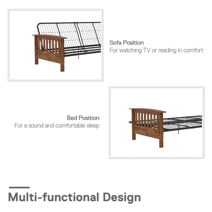 Elbi Full Size Wood Arm Futon Frame - Natural - Full