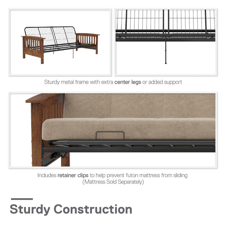 Elbi Full Size Wood Arm Futon Frame - Natural - Full