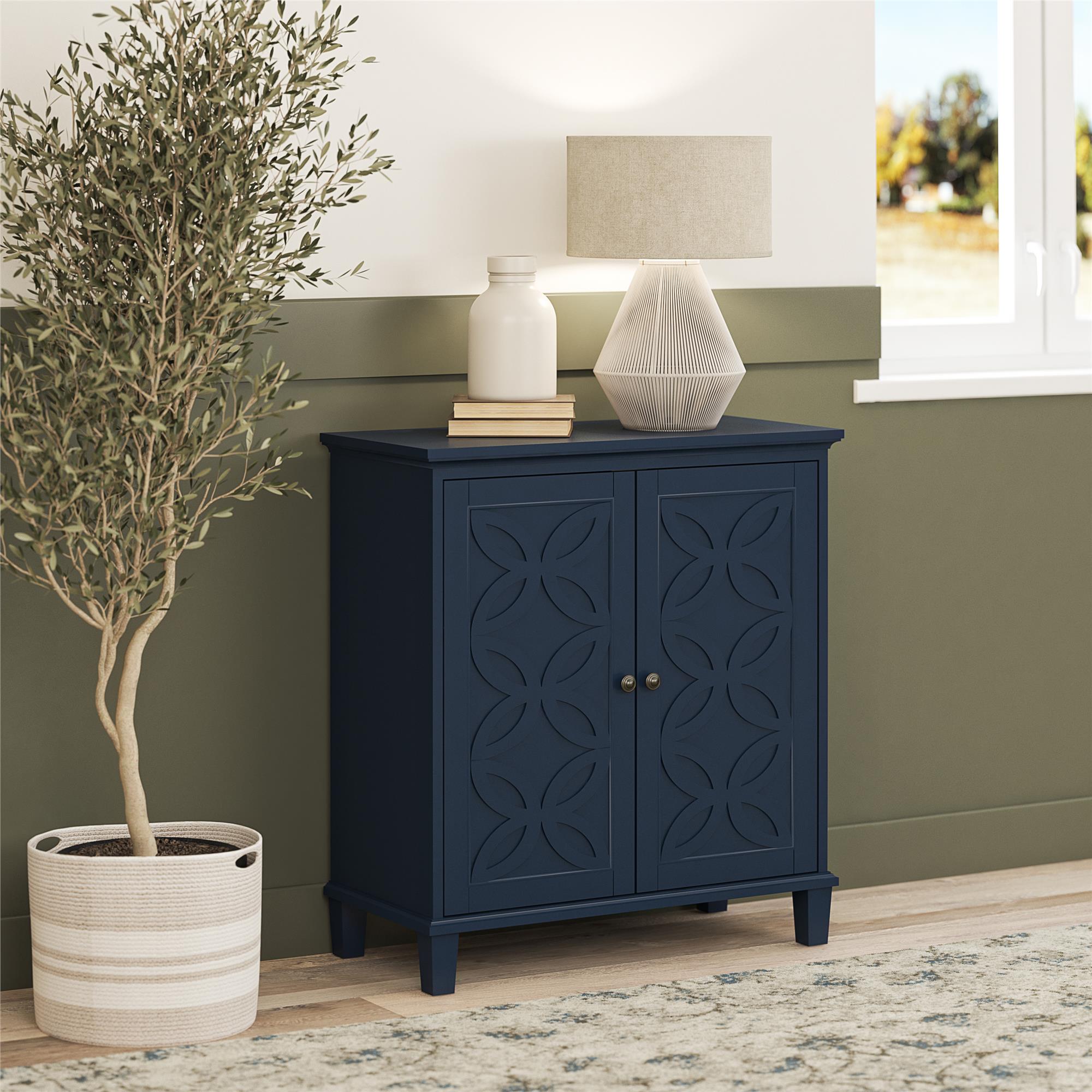 Dark blue online accent cabinet