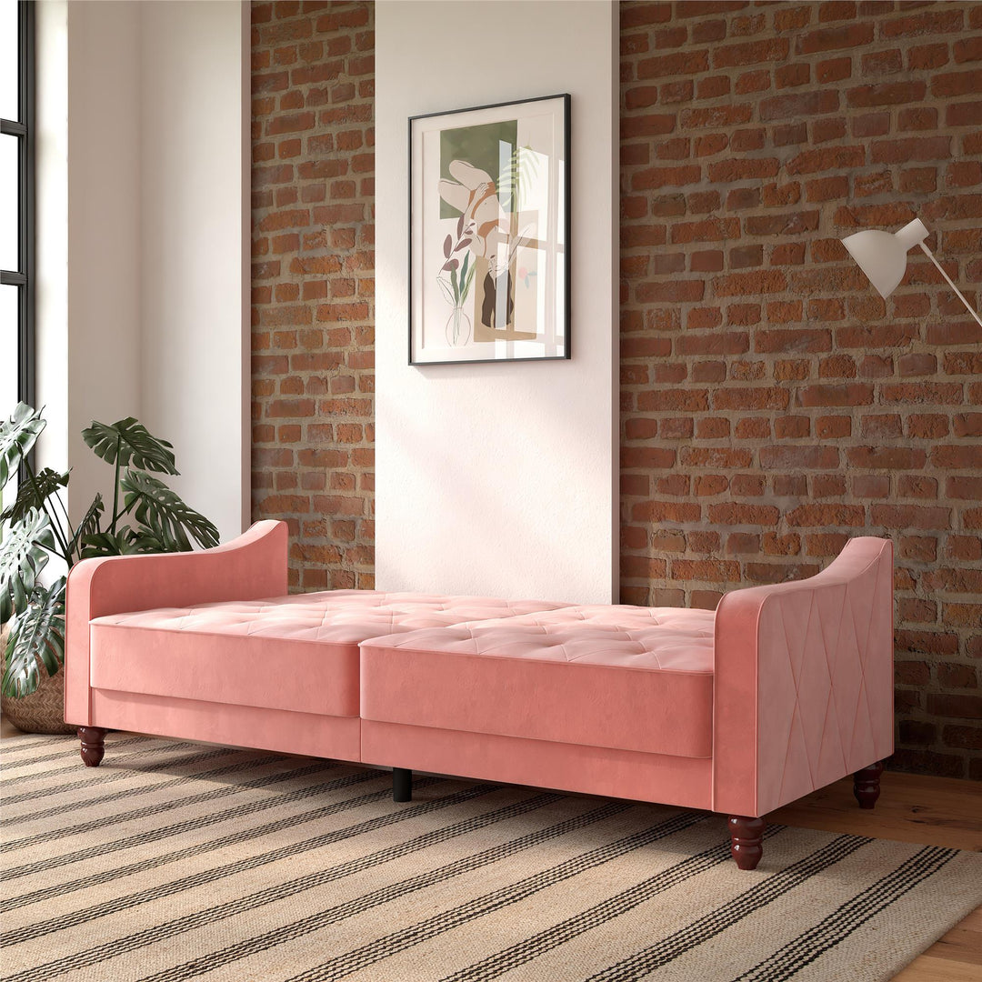 Vintage Tufted Split Back Futon - Pink