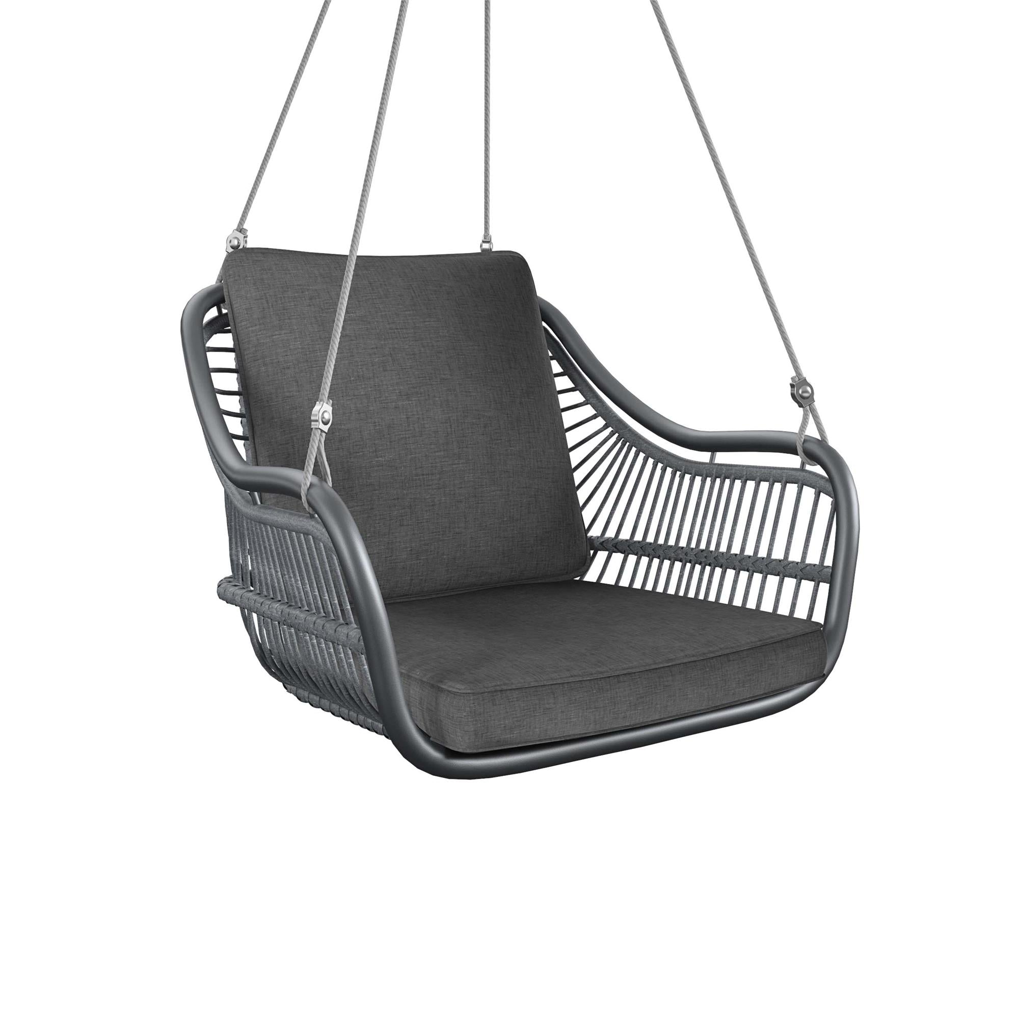 Swing with Seat and Back Cushions Indoor Outdoor Hanging Swing