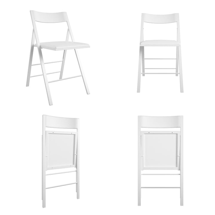 Modern Slim Line Vinyl Padded Folding Chairs, Set of 2 - White - 2-Pack