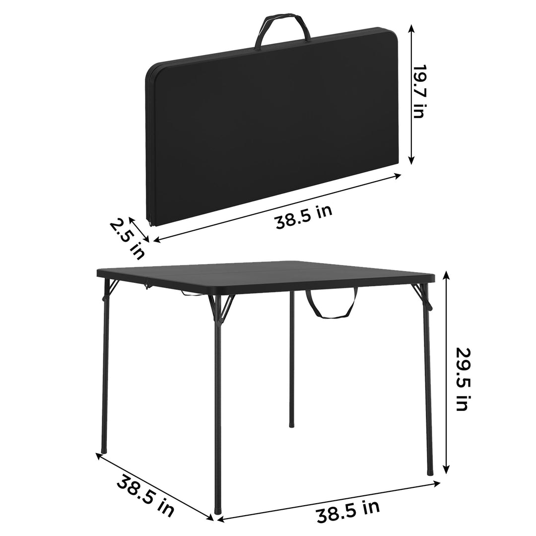 38.5 Inch Indoor and Outdoor Fold-in-Half Card Table with Handle - Black - 1-Pack