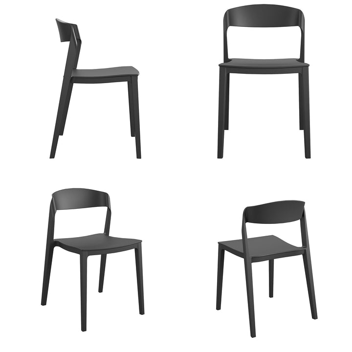 Outdoor/Indoor Stacking Resin Chair with Ribbon Back, Set of 2 - Black - 2-Pack