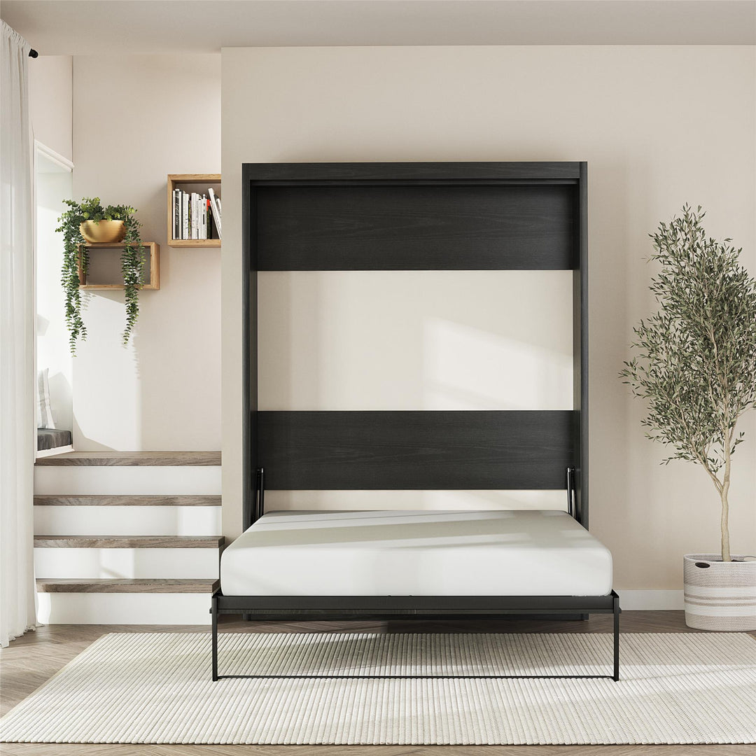 Paramount Queen Murphy Bed with 8" Memory Foam Mattress - Black Oak - Queen