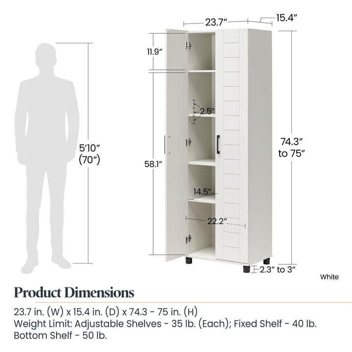 Linley 24" Wide 2 Door Shiplap Cabinet with Adjustable Shelving - White